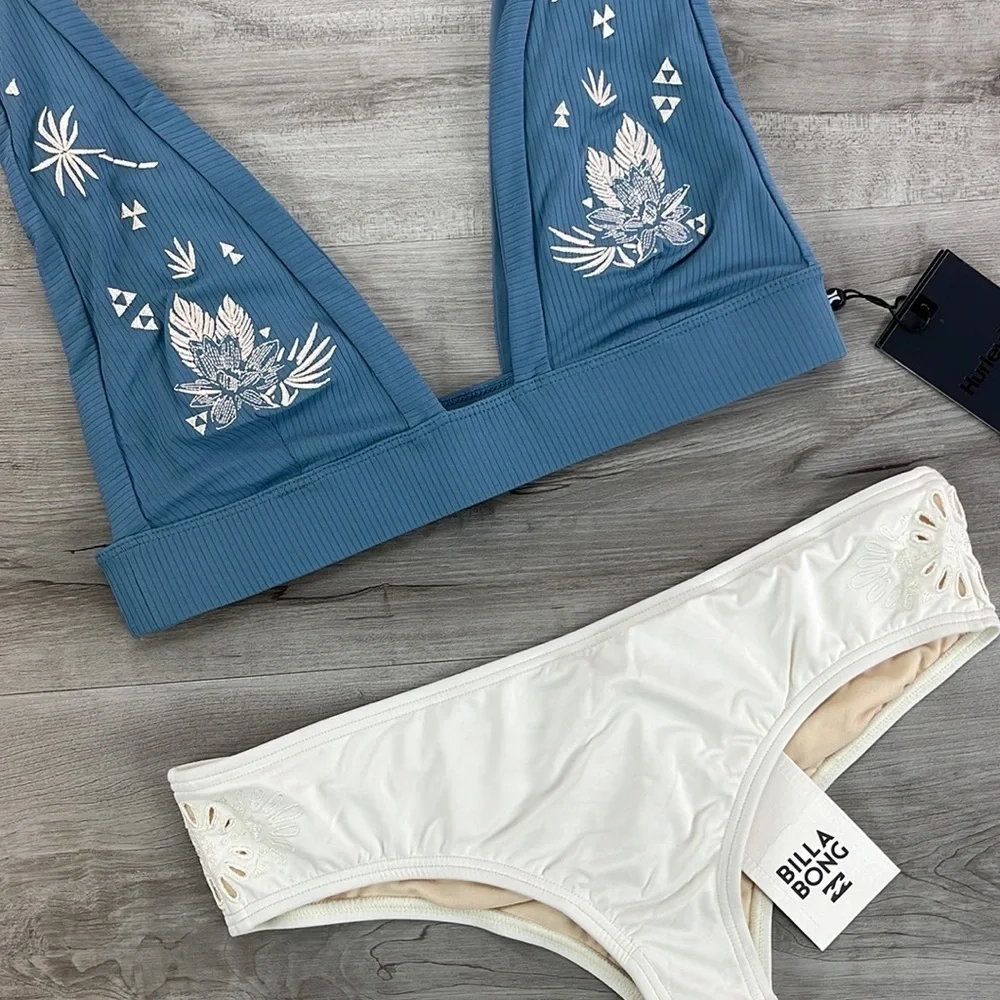 ☀️BILLABONG☀️HURLEY☀️RIB EMB BAND SURF EMBROIDERY BIKINI SET
